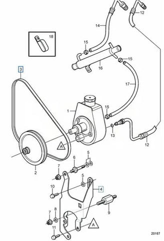 V-Belt / Power Steering Belt for Volvo Penta, OMC 3.8L, 4.3L, 5.0L, 5.7L Engines (3852464) - JLM MARINE