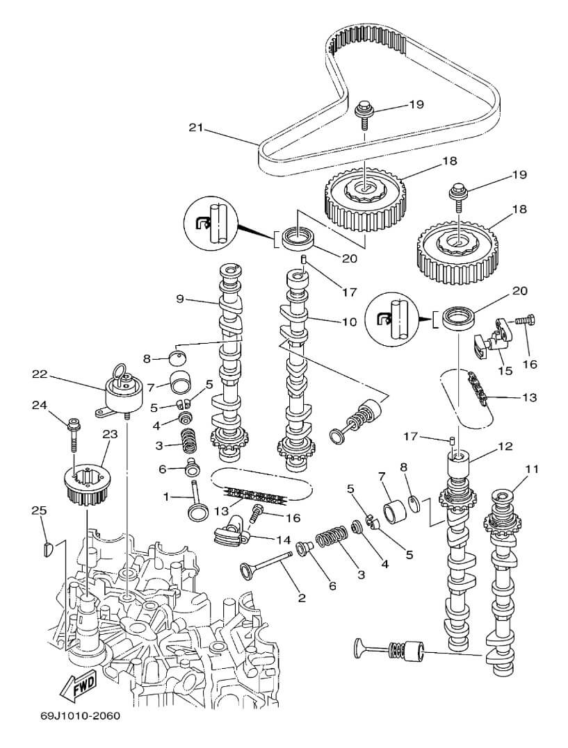 Timing Belt for Yamaha F200, LF200, F225, LF225 (2002-2010) (69J-46241-00) - JLM MARINE
