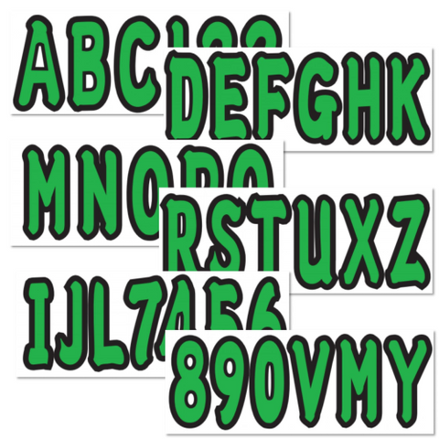3-Inch Green Marine Boat Letter & Number Sticker Set – Fits All Watercraft (4 Sets, A-Z & 0-9)