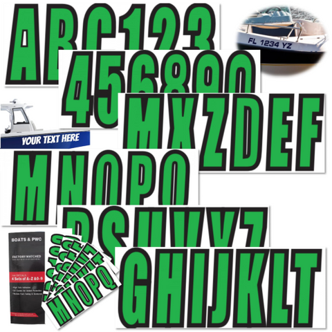 Boat Registration Letters & Numbers Stickers – NorthBoat 3" Green Hard Waterproof Decals for Boats