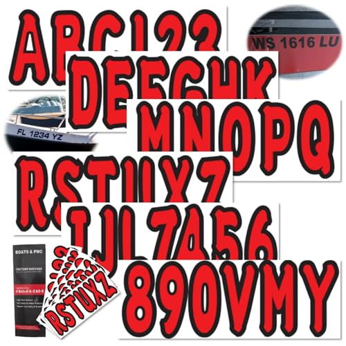 Boat Registration Number Decals – 3" Red Waterproof Stickers for Boats & PWC