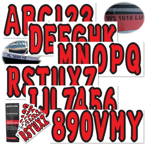 Boat Registration Number Decals – 3" Red Waterproof Stickers for Boats & PWC