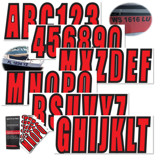 3" Boat Registration Numbers & Letters – Fits Boats, Yachts & PWC (Includes 4 Sets A-Z, 0-9)