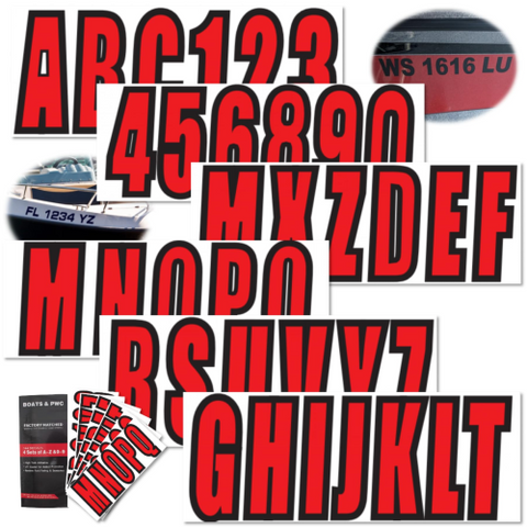 3" Boat Registration Numbers & Letters – Fits Boats, Yachts & PWC (Includes 4 Sets A-Z, 0-9)